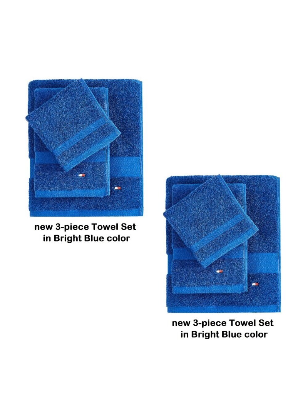 new 6-piece BRIGHT BLUE Tommy Hilfiger Modern American 100% Cotton Towel Set